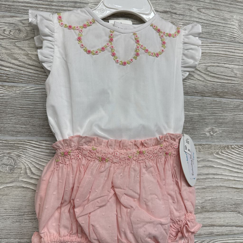 NEW Handmade Flutter Sleeve Shirt & Textured Bloomers 9M *