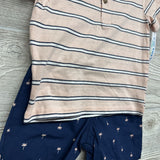 NEW Henley Shirt Stripes & Pull On Shorts Palm Trees 24M
