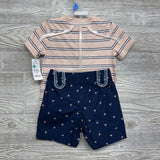 NEW Henley Shirt Stripes & Pull On Shorts Palm Trees 24M
