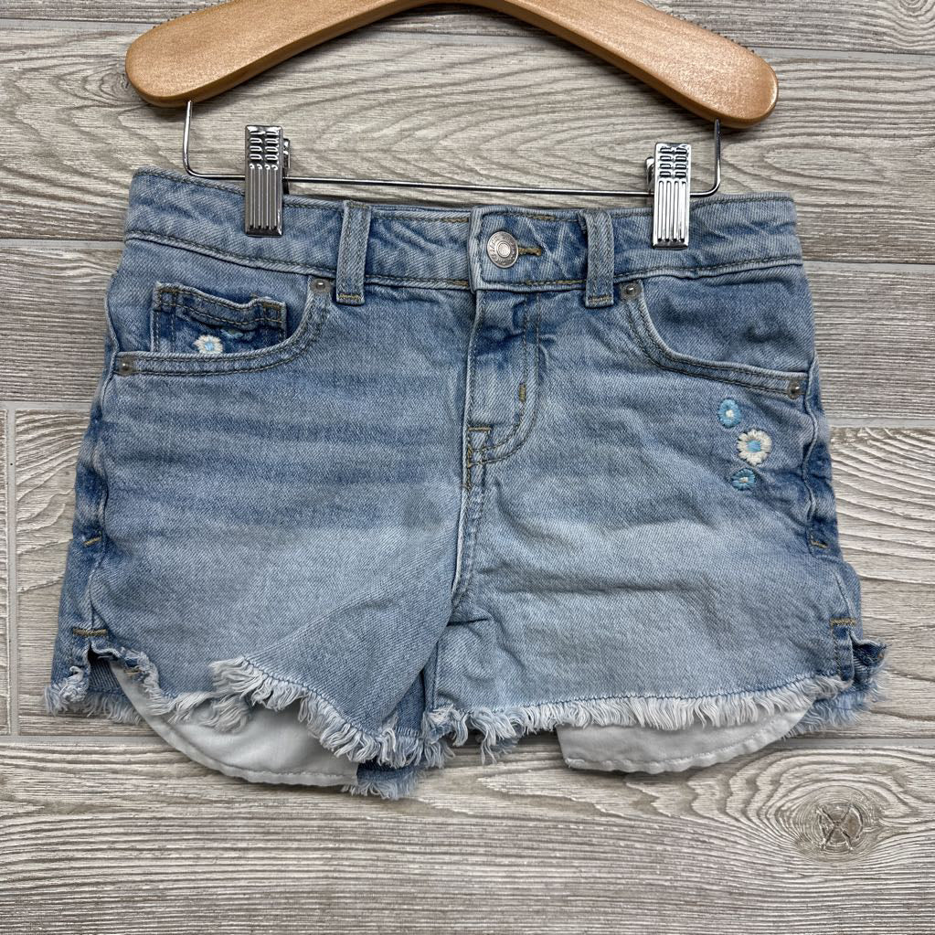 Denim Shorts Embroidered Flowers Frayed 8