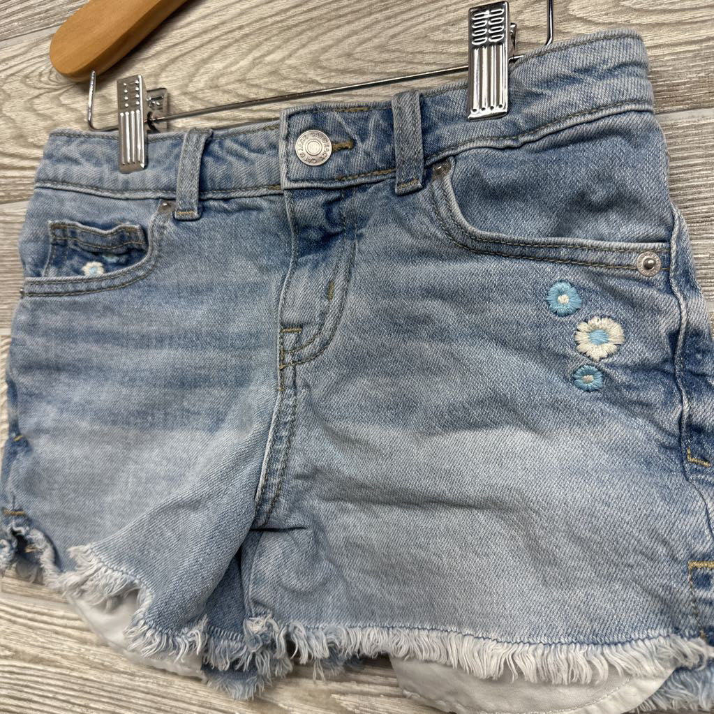 Denim Shorts Embroidered Flowers Frayed 8