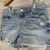 Denim Shorts Embroidered Flowers Frayed 8