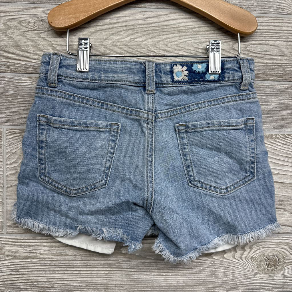 Denim Shorts Embroidered Flowers Frayed 8
