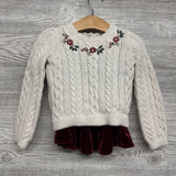 Cable Knit Sweater Flowers & Velvet Skirt 2T