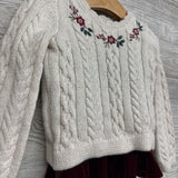 Cable Knit Sweater Flowers & Velvet Skirt 2T
