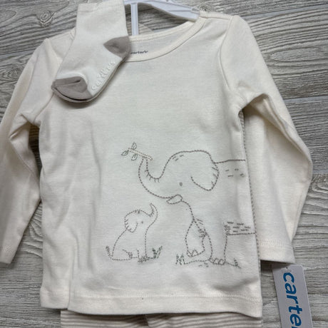 NEW LS Shirt Elephant & Pants Stripes W/ Socks & Hat