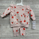NEW Crewneck Ruffles & Ribbed Leggings Flowers NB