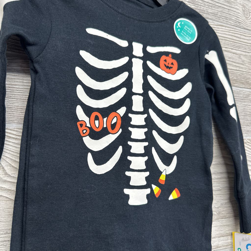 NEW 2 Pc LS PJs Skeleton Boo 18M