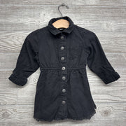 LS Denim Button Up Dress Frayed 12M