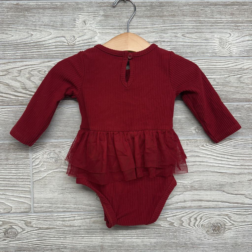 LS Ribbed Tulle Skirted Bodysuit 6M