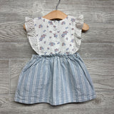 Eyelet Flutter Sleeve Gauze Dress Flowers 12M