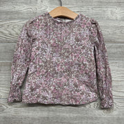 LS Shirt Flowers Ruffle Collar 4T