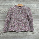 LS Shirt Flowers Ruffle Collar 4T
