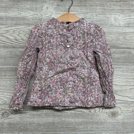 LS Shirt Flowers Ruffle Collar 4T