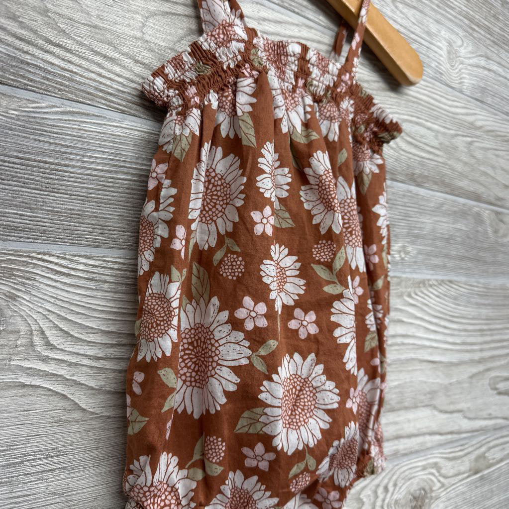 Tank Smocked Romper Flowers 12M