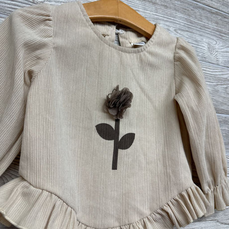 Ribbed LS Shirt Flower Ruffles 18-24M