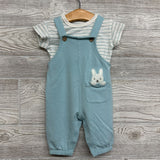 Overalls Rabbit & Striped Shirt 0-3M