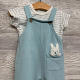 Overalls Rabbit & Striped Shirt 0-3M