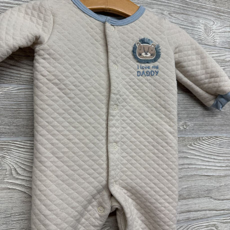 Quilted Button Up Sleeper Lion I Love My Daddy 0-3M