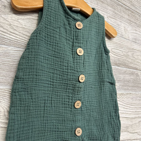 Muslin Shorty Romper Buttons 9M