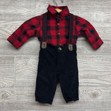 Corduroy Suspender Pants & Buffalo Plaid Button Up Shirt 3M