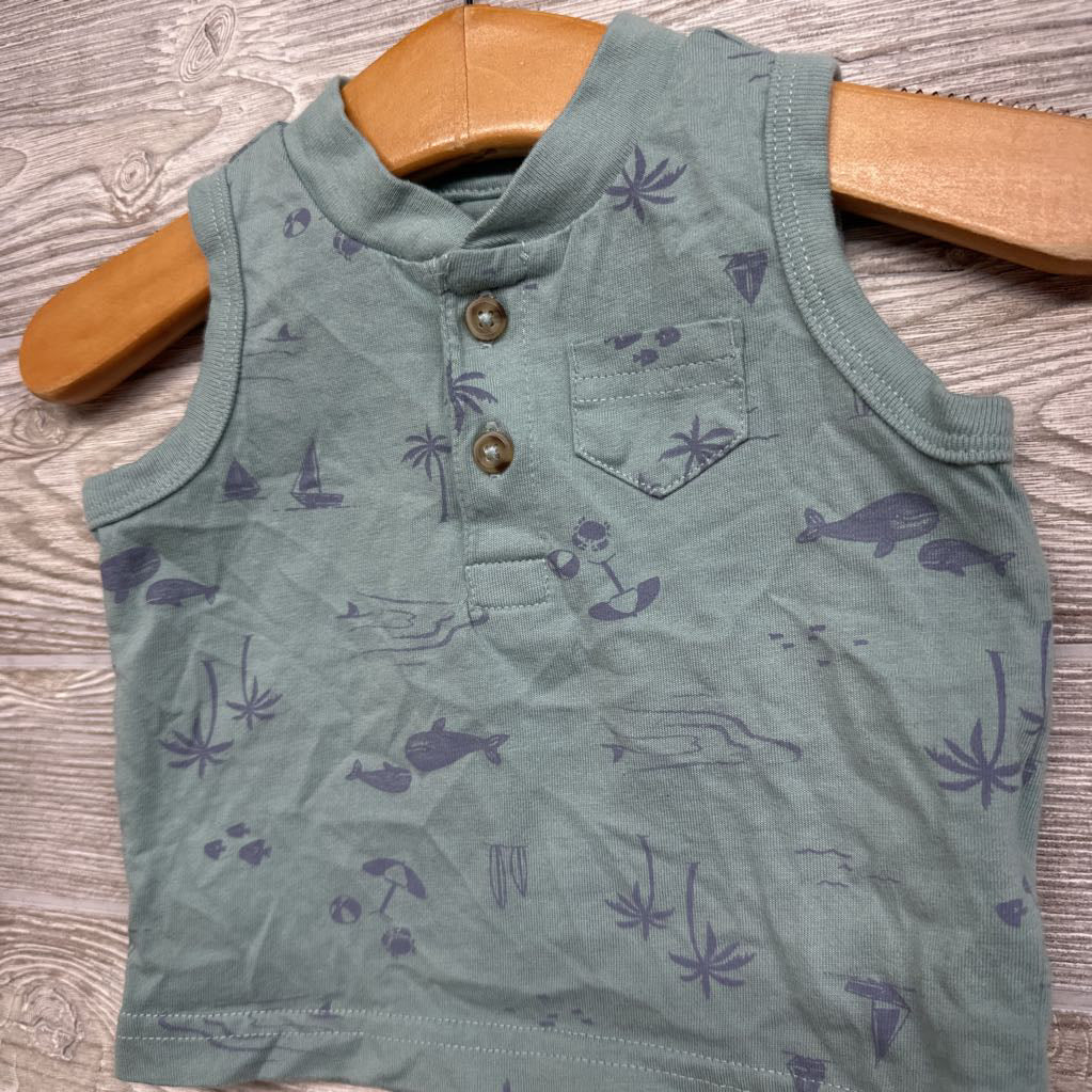 Henley Tank Top Palm Trees Whale 3M