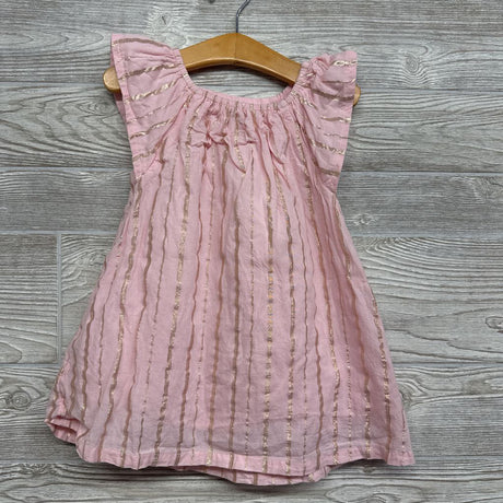 Flutter Sleeve Dress Glitter Stripes 2t