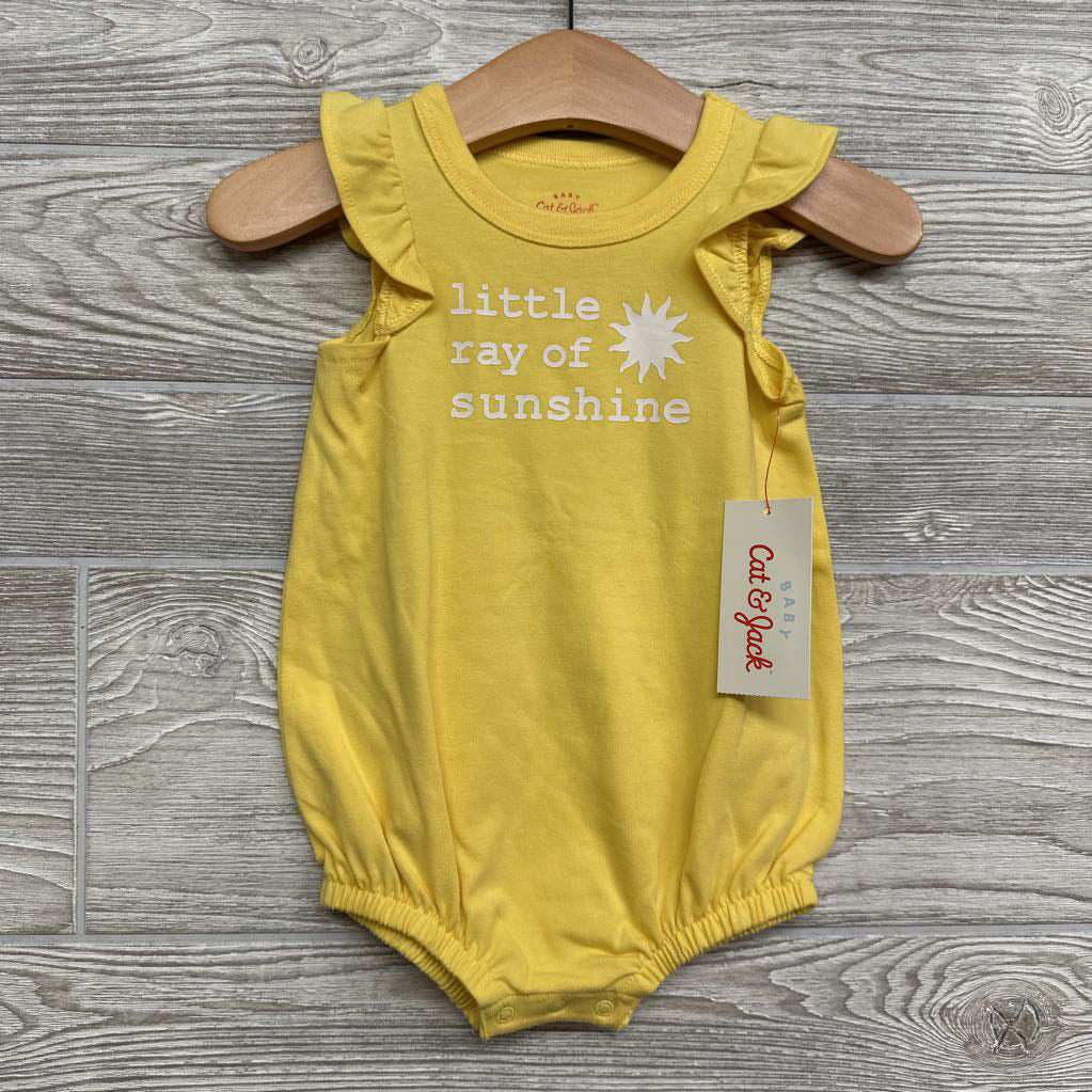 NEW Flutter Sleeve Romper Little Ray Of Sunshine 3-6M