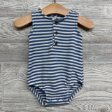 Henley Romper Stripes 6M