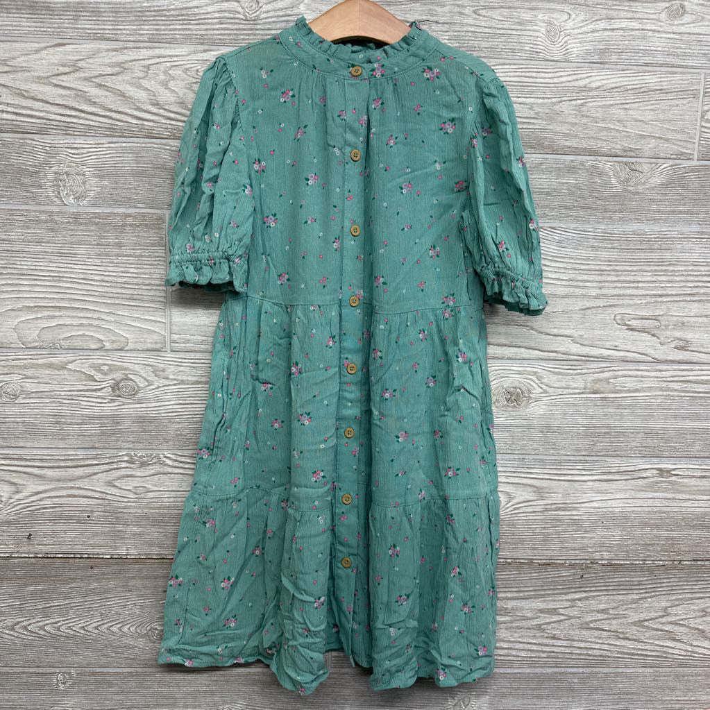 Button Up Tiered Dress Flowers 8