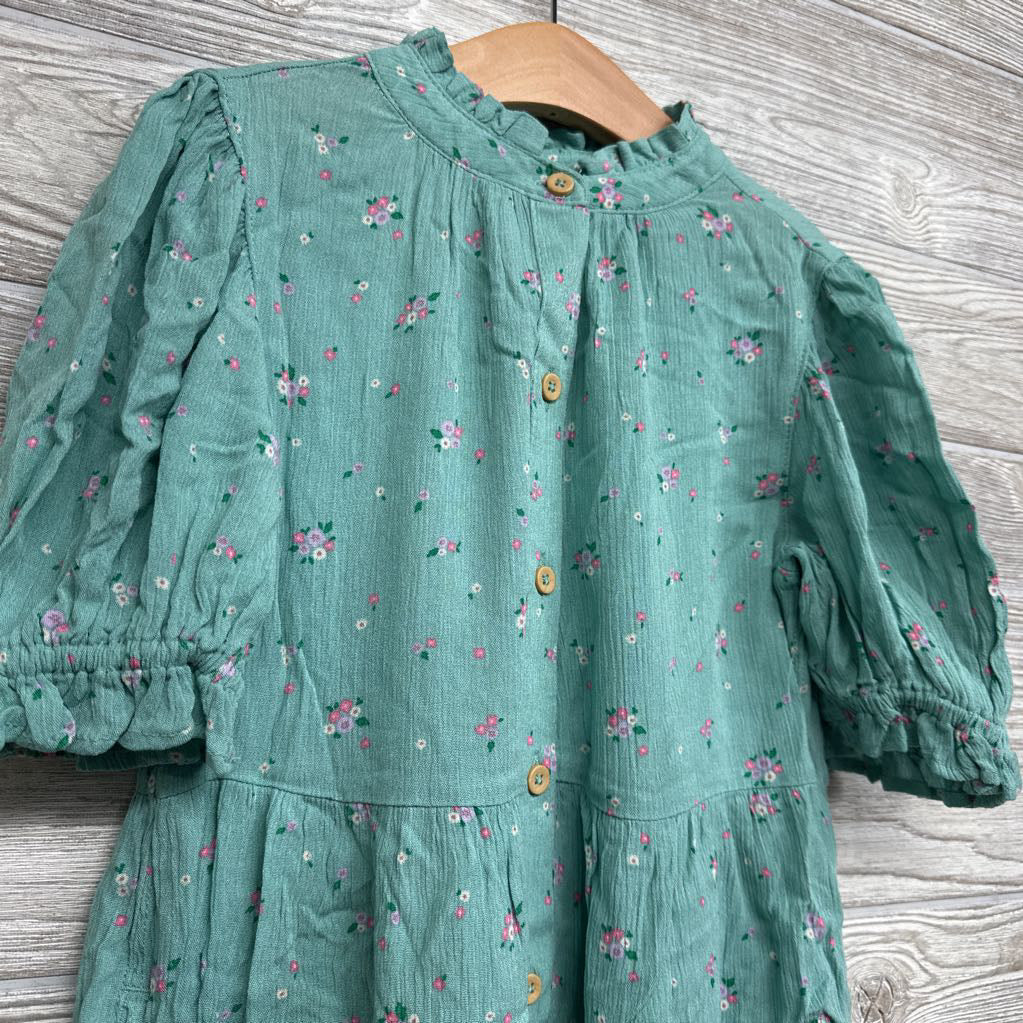 Button Up Tiered Dress Flowers 8