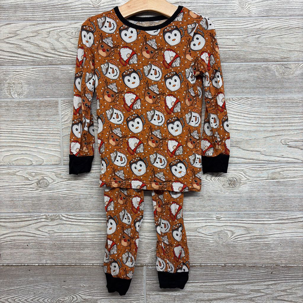 2 Pc Bamboo Pj Snowman, Penguin Hot Cocoa 4t