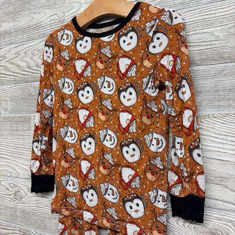 2 Pc Bamboo Pj Snowman, Penguin Hot Cocoa 4t