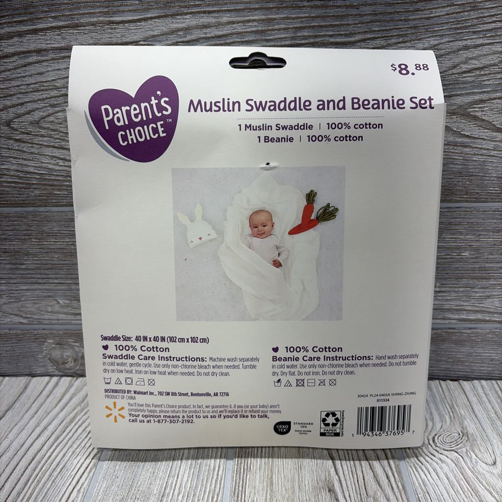 NEW Muslin Swaddle & Beanie