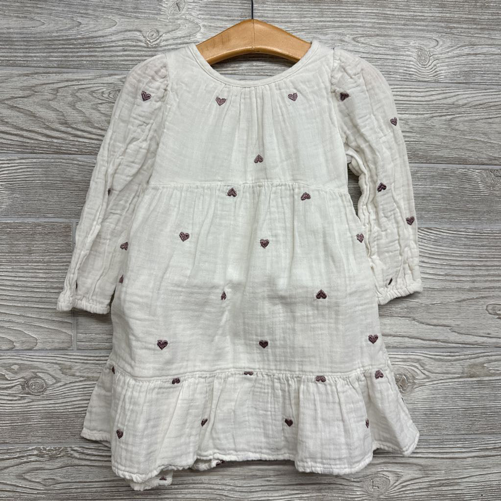 LS Gauze Dress Embroidered 3T