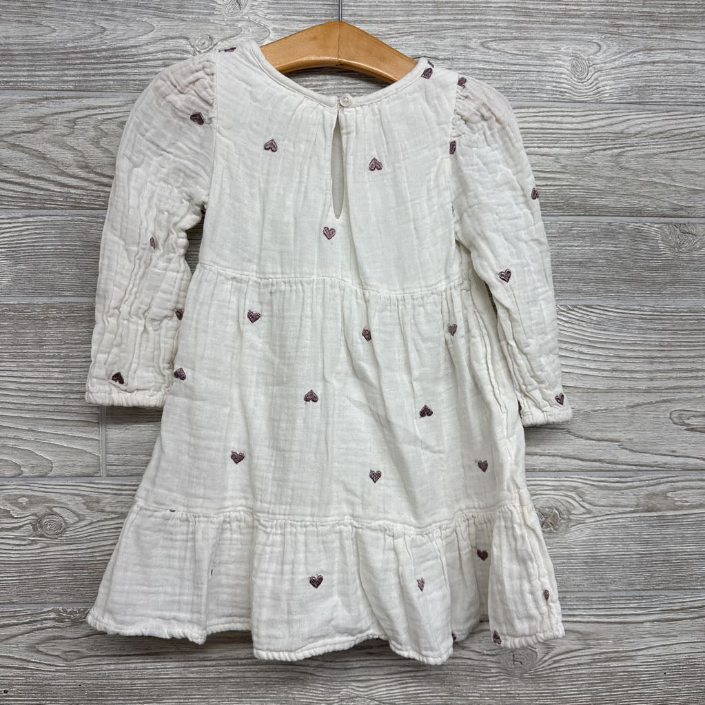 LS Gauze Dress Embroidered 3T