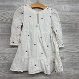 LS Gauze Dress Embroidered 3T