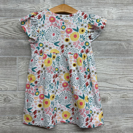 Flutter Sleeve Dress Flowers Bees 4T