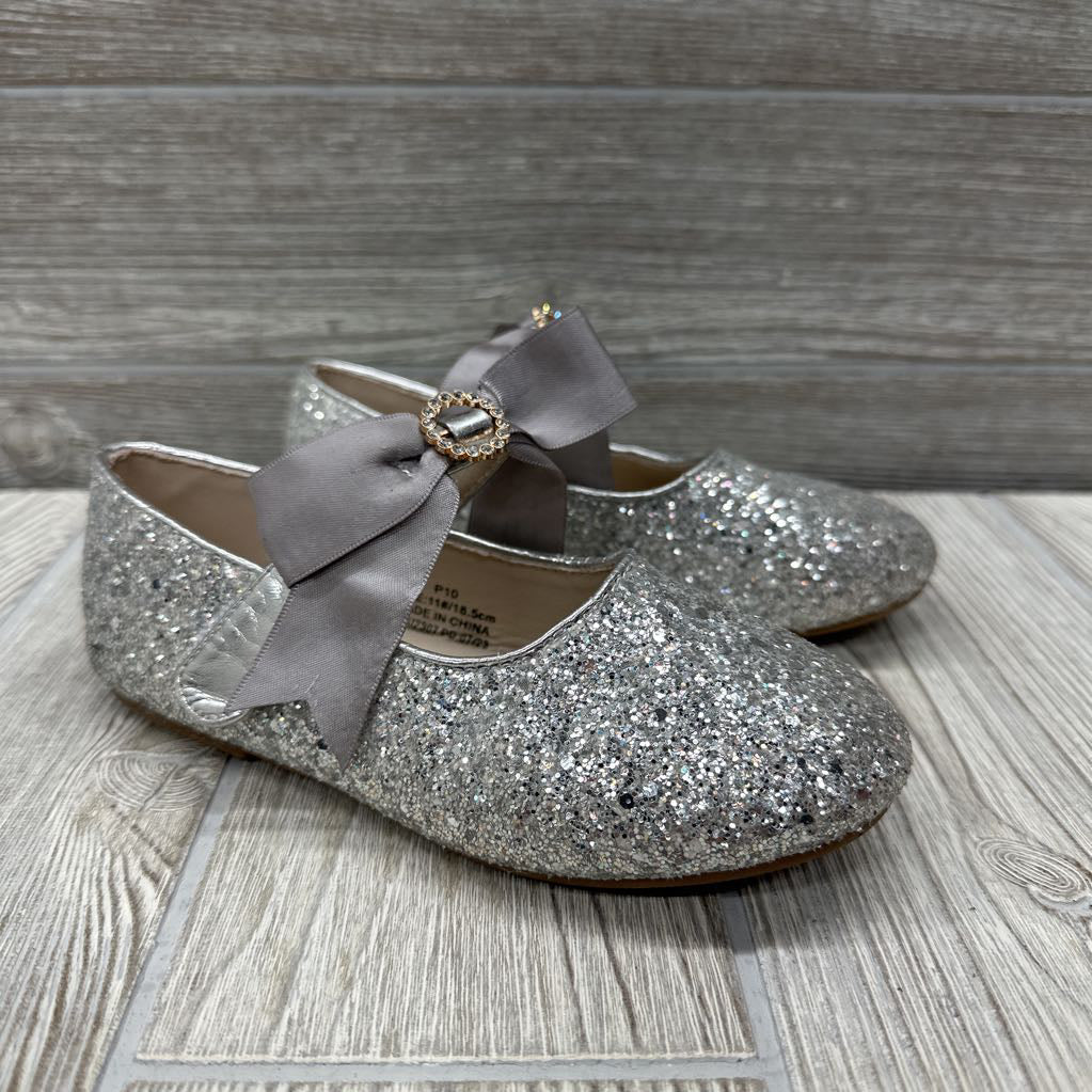 Glitter Mary Jane Flats Bow Strap 11c