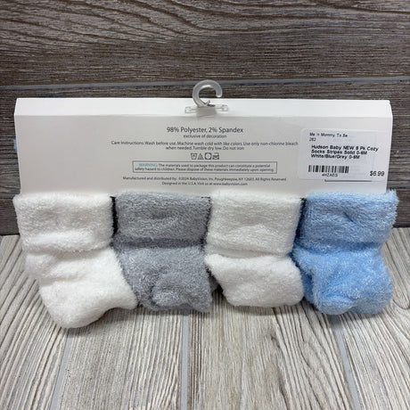 NEW 8 Pk Cozy Socks Stripes Solid 0-6M