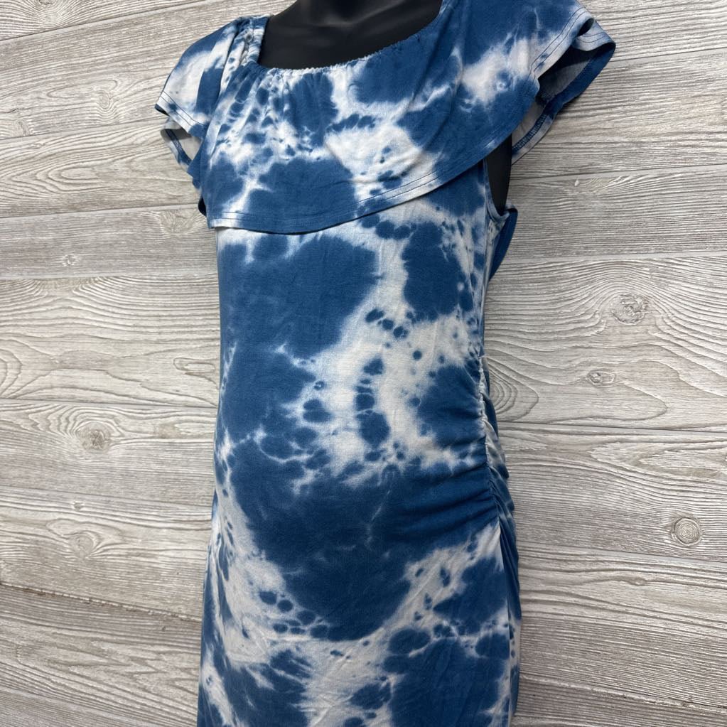 Ruched Off Shoulder Tie Dye Dress Medium