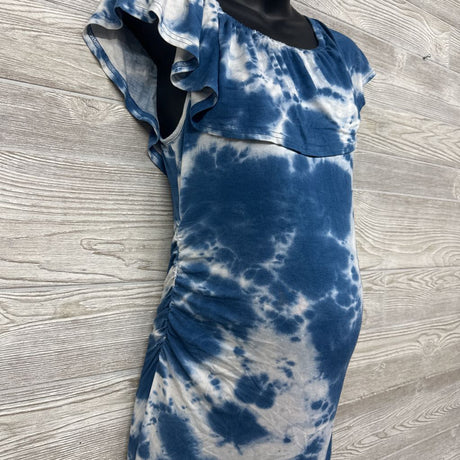 Ruched Off Shoulder Tie Dye Dress Medium