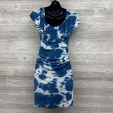 Ruched Off Shoulder Tie Dye Dress Medium
