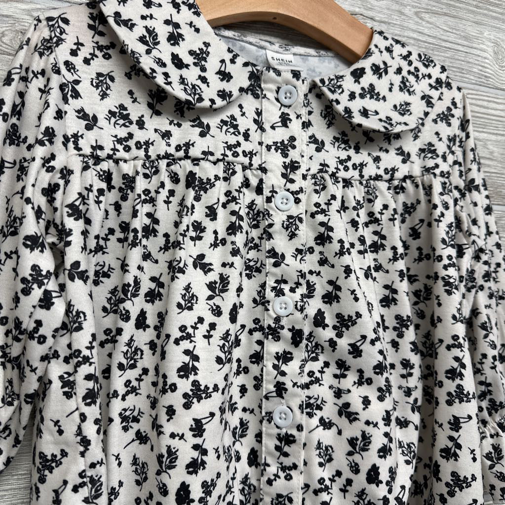 Button Up Collar Dress Flowers 18-24M