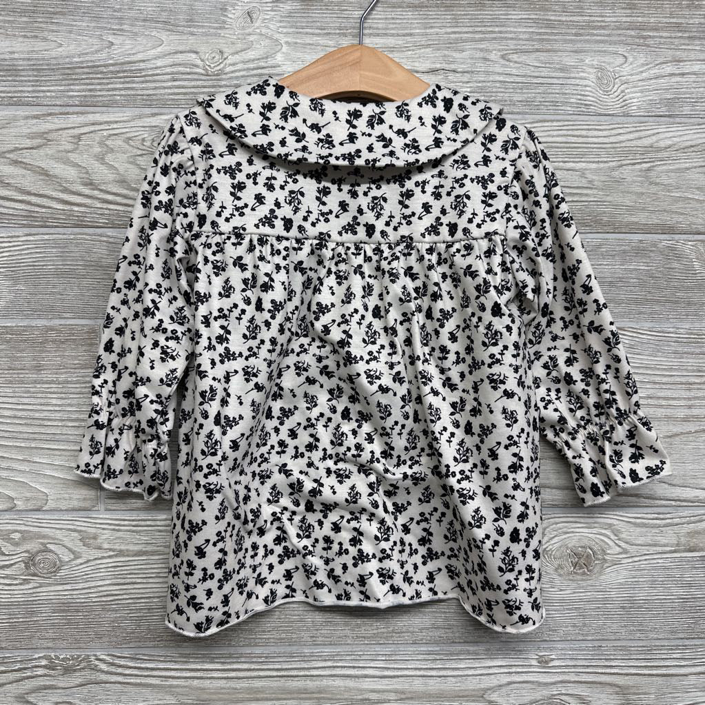 Button Up Collar Dress Flowers 18-24M