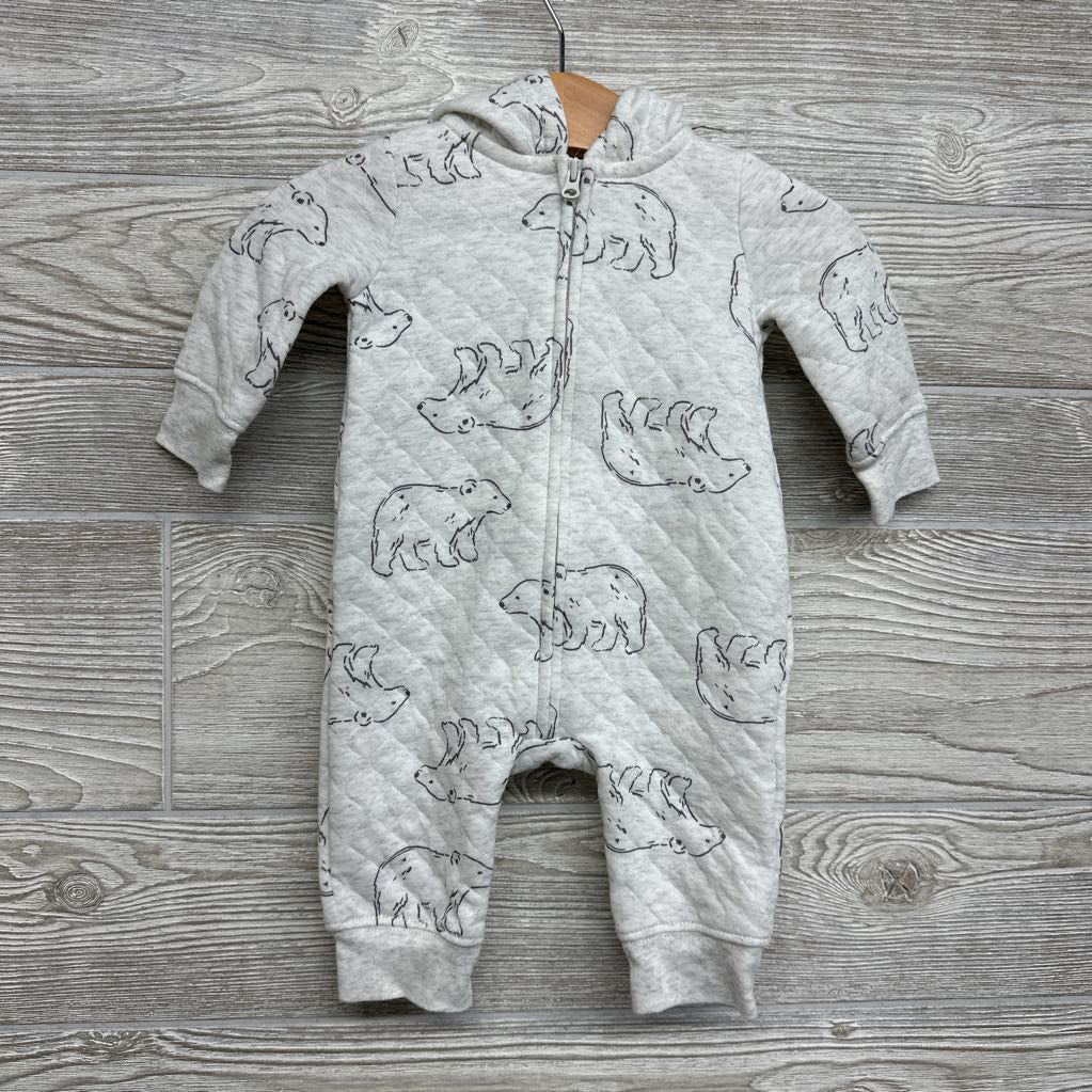 Quilted Outfit W/ Hood Bears 0-3M