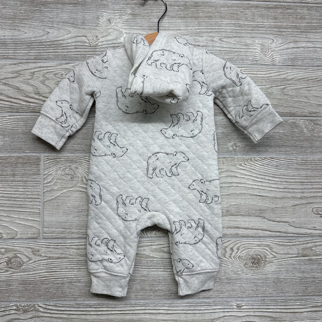 Quilted Outfit W/ Hood Bears 0-3M