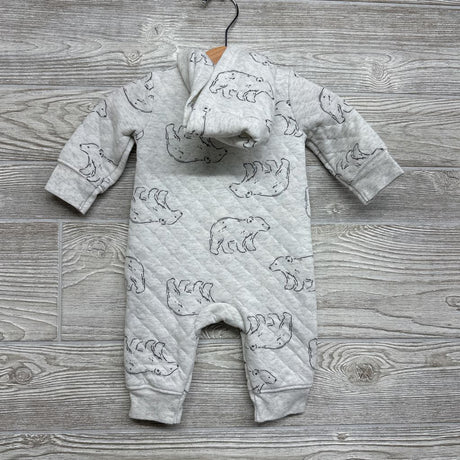 Quilted Outfit W/ Hood Bears 0-3M