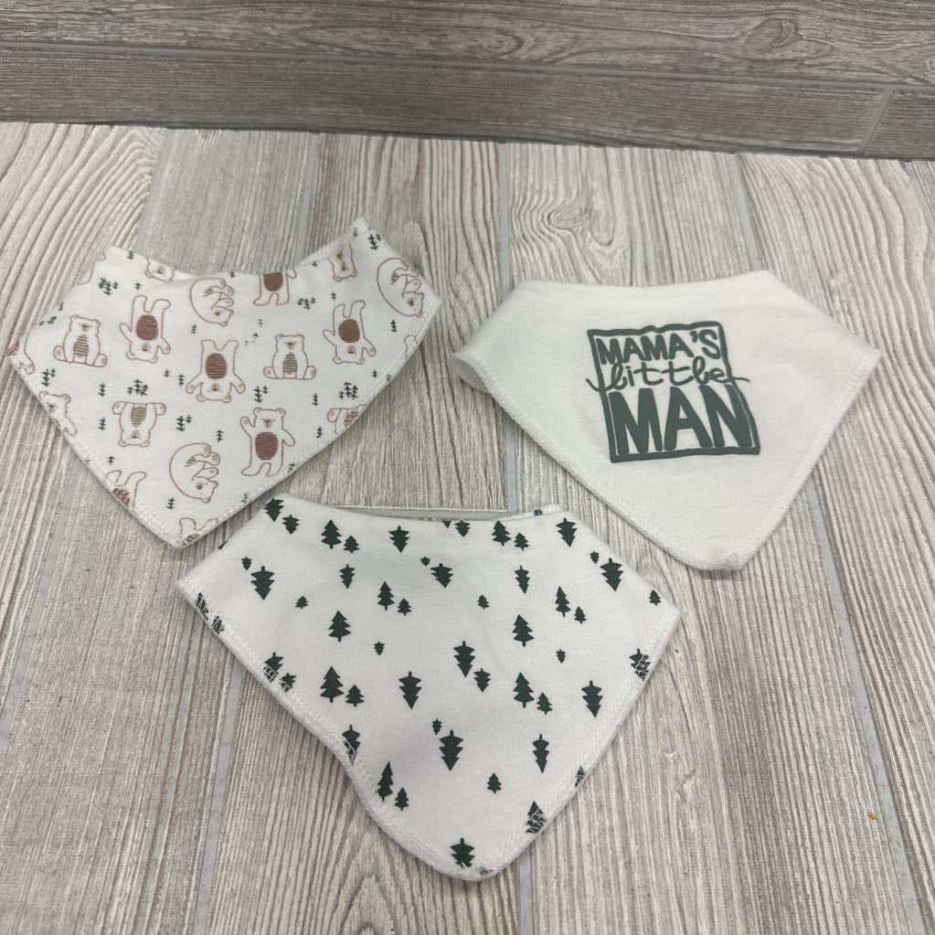 3 Pk Of Bibs Mams Little Man/Trees/Bears