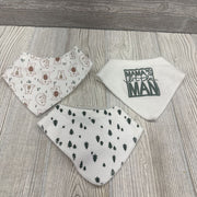 3 Pk Of Bibs Mams Little Man/Trees/Bears